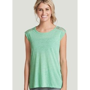 💕JOCKY💕 Mesh Trim Tee in Dark Mint Space